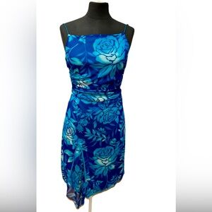 navy blue dress for baby girl Leopard Satin One Shoulder Maxi Dress With Slit main image 0